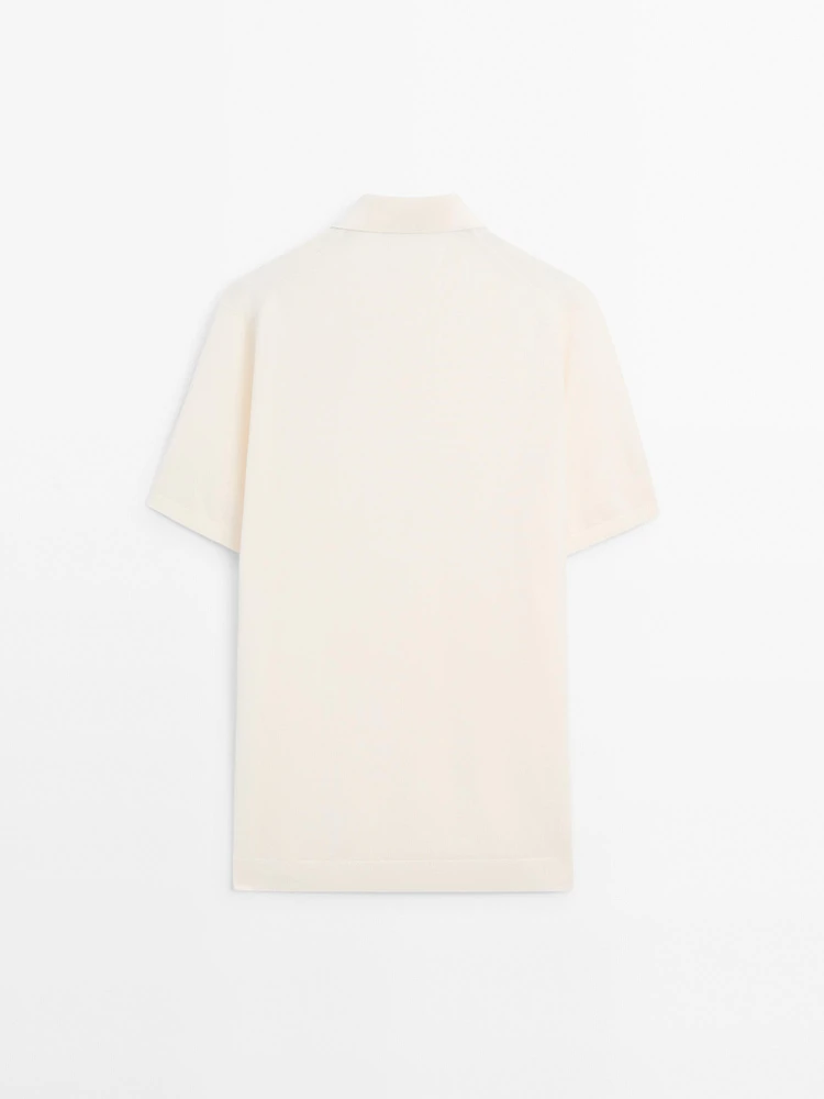 Short sleeve cotton knit polo shirt