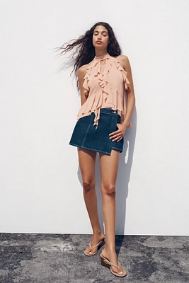RUFFLED HALTER TOP