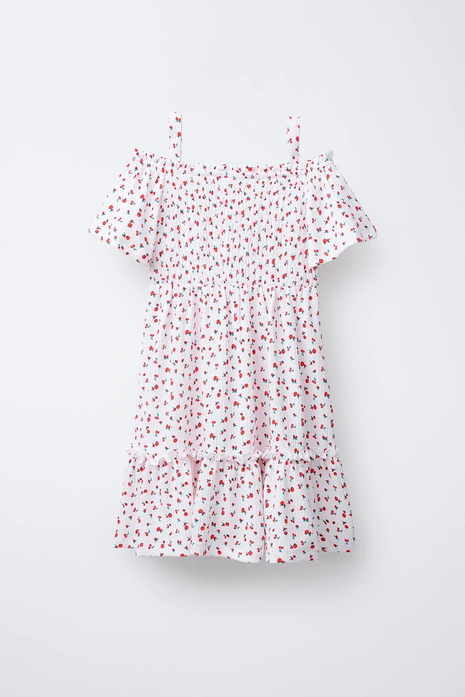 ROBE À TEXTURE ET FLEURS