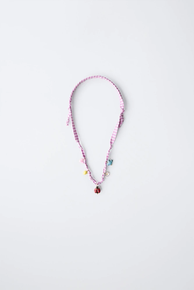GINGHAM BEAD NECKLACE