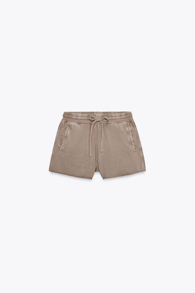 WASHED EFFECT FLEECE SHORTS