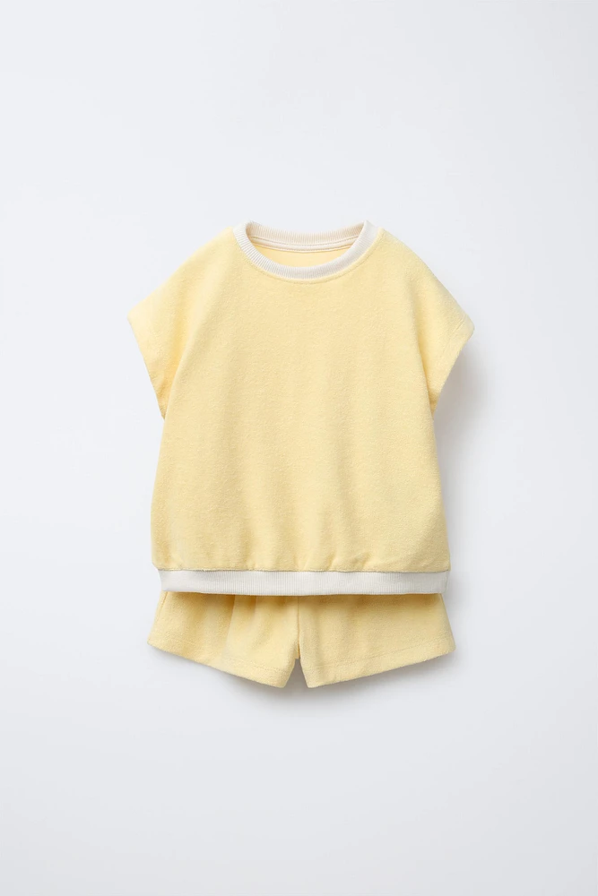 TOWEL T-SHIRT AND BERMUDA SET