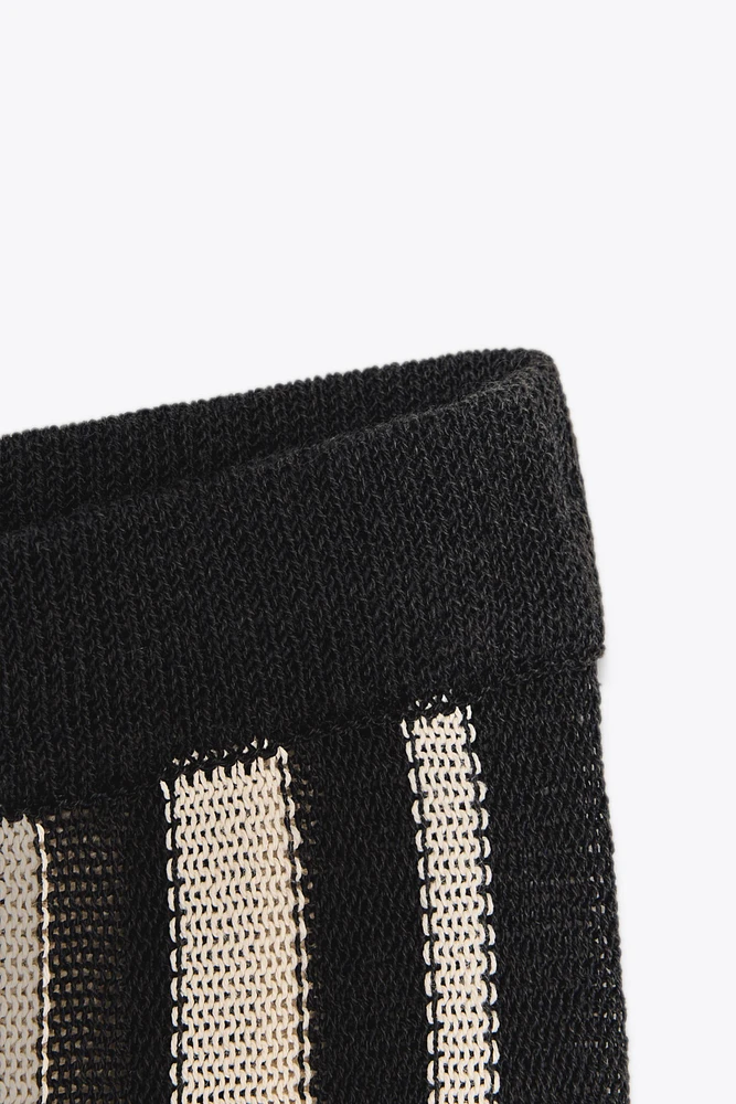 STRIPED LINEN KNIT PANTS