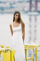 LINEN STRAPPY MIDI DRESS
