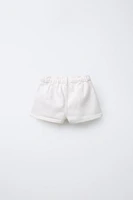 CONTRAST EMBROIDERY DENIM BERMUDA SHORTS