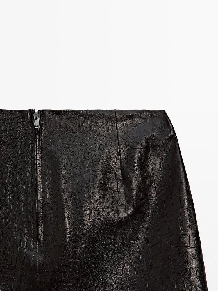 Minijupe croco en cuir nappa