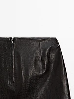 Minijupe croco en cuir nappa
