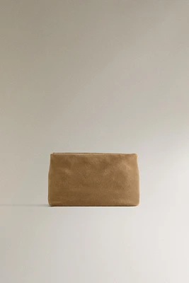 TROUSSE DE TOILETTE CROÛTE DE CUIR FORMAT MOYEN