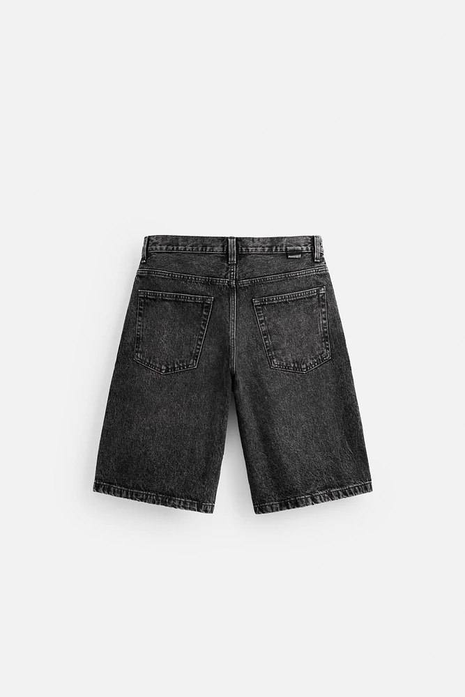 WASHED BAGGY FIT DENIM SHORTS