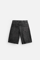 WASHED BAGGY FIT DENIM SHORTS