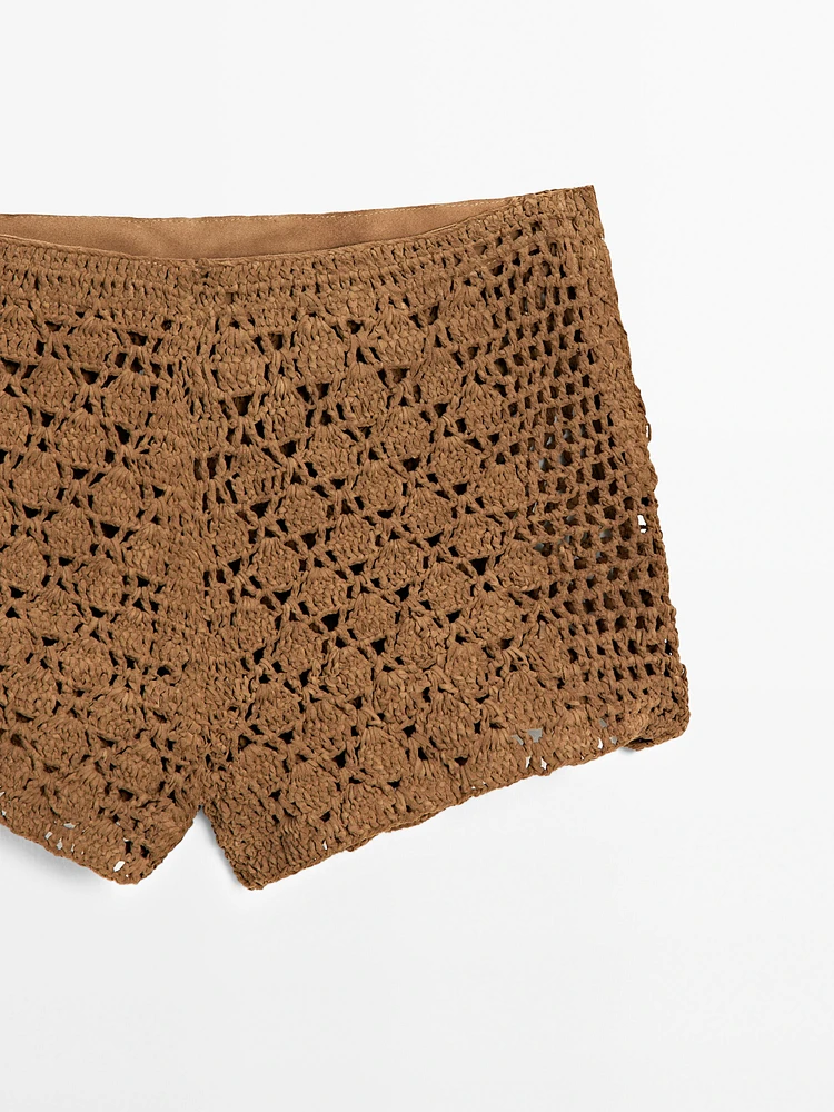Short crochet cuir finition daim