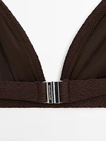Textured triangle bikini top