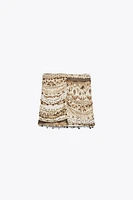 TIE-DYE BEADED MINI SKIRT