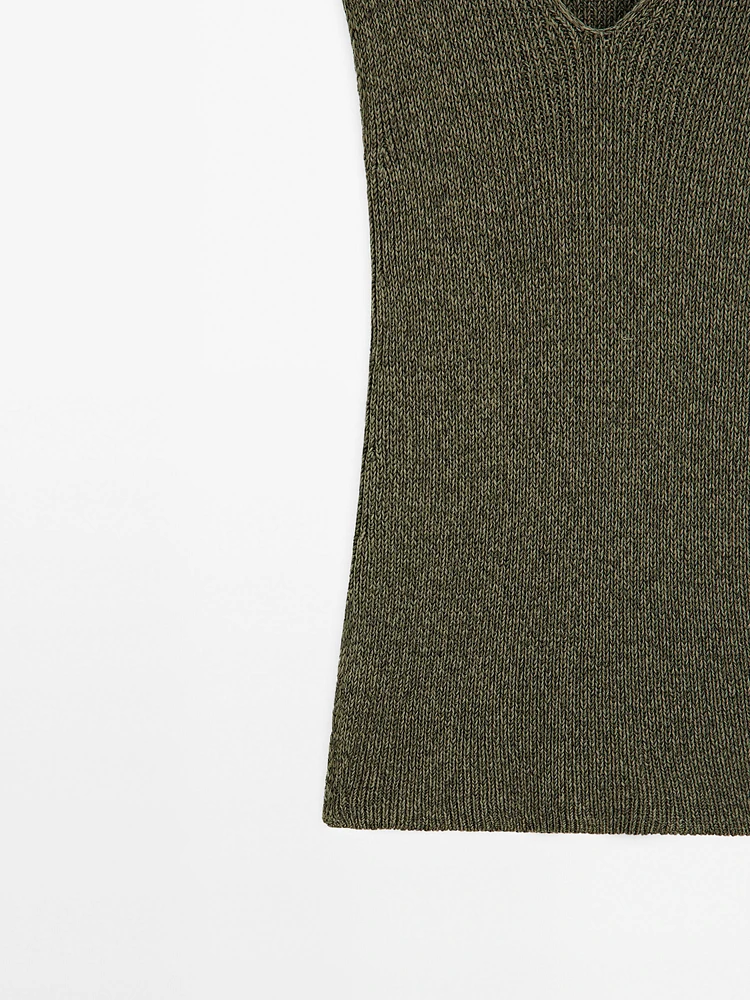 Pull sans manches col en V