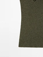 Pull sans manches col en V