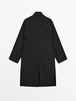 Flowing water-repellent fabric trench coat