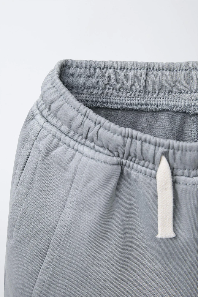 GARMENT DYE EMBROIDERED LOGO BERMUDA SHORTS