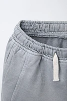 GARMENT DYE EMBROIDERED LOGO BERMUDA SHORTS