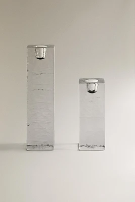 TEXTURED GLASS TEALIGHT HOLDER