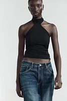 POLYAMIDE HALTER TOP
