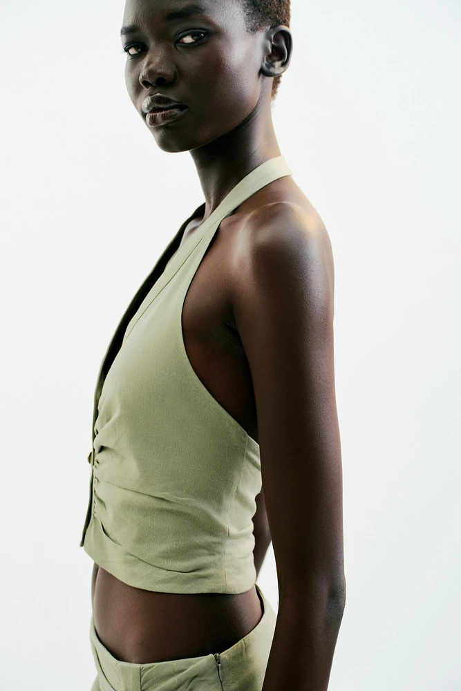 TOP HALTER AVEC LIN