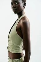 TOP HALTER AVEC LIN