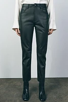 ZW COLLECTION FAUX LEATHER HIGH-WAISTED BOOTCUT CROPPED PANTS