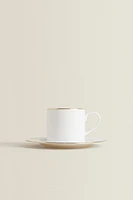 RIMMED BONE CHINA TEACUP AND SAUCER