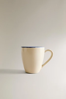 STONEWARE MUG WITH RIM DETAIL