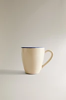 STONEWARE MUG WITH RIM DETAIL