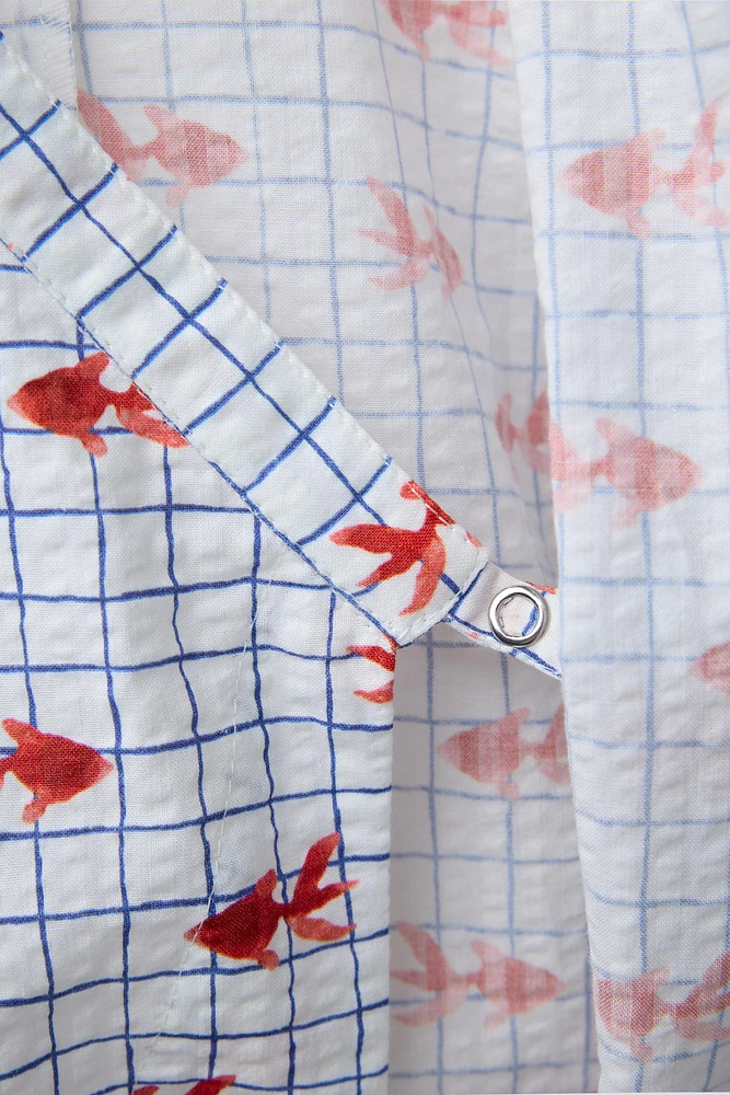 1-9 MOIS/ BARBOTEUSE KIMONO IMPRIMÉE GOLDEN FISH