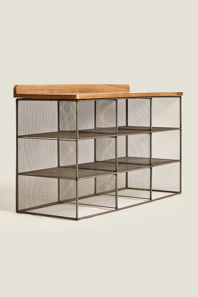 METAL AND WOOD BENCH