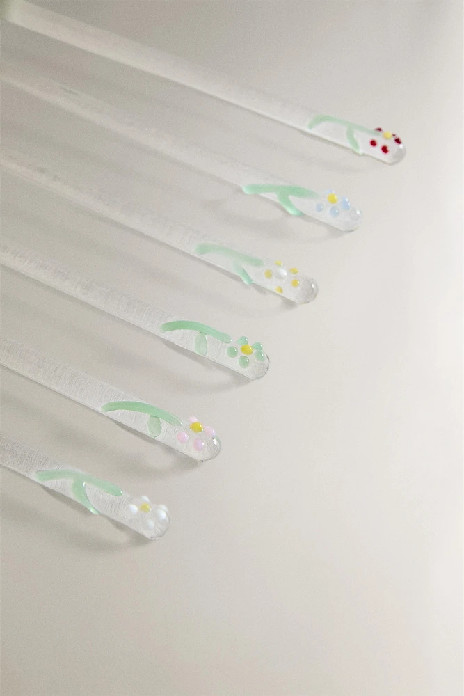 LOT PETITES CUILLÈRES VERRE RECYCLABLE FLEURS (LOT DE 6)
