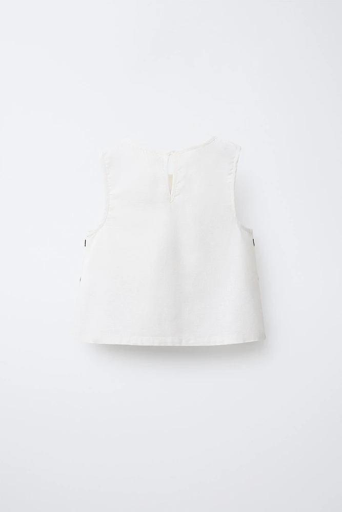 EMBROIDERED LINEN TOP