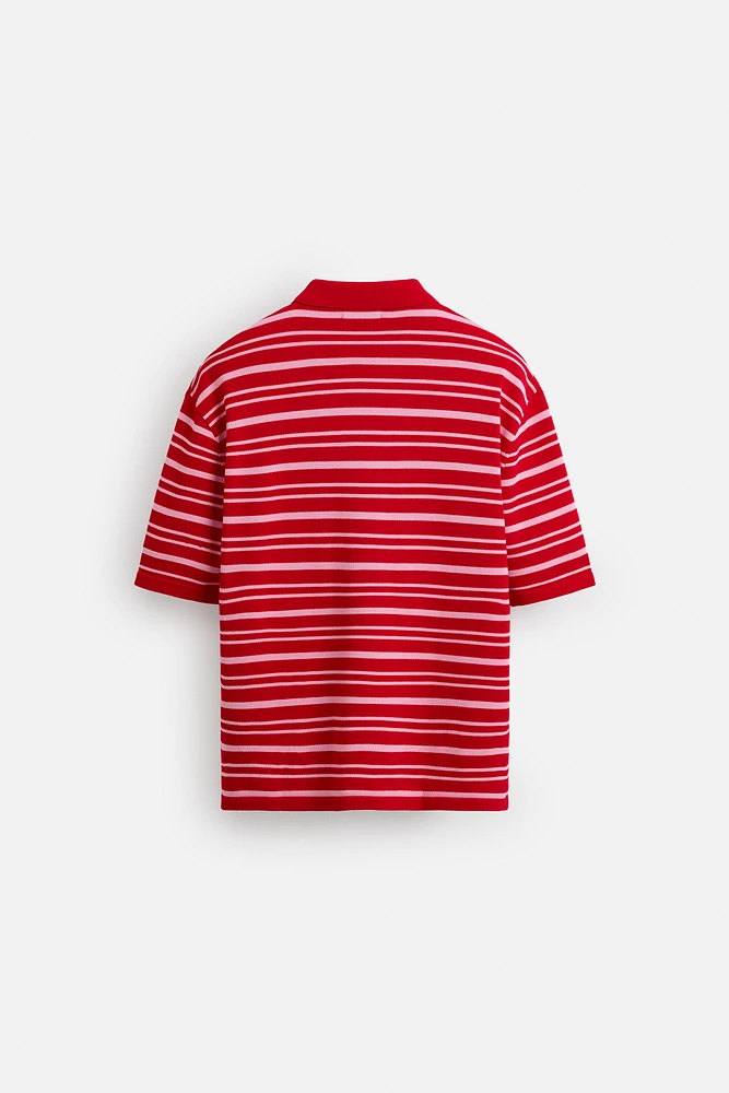 POLO EN MAILLE JACQUARD À RAYURES