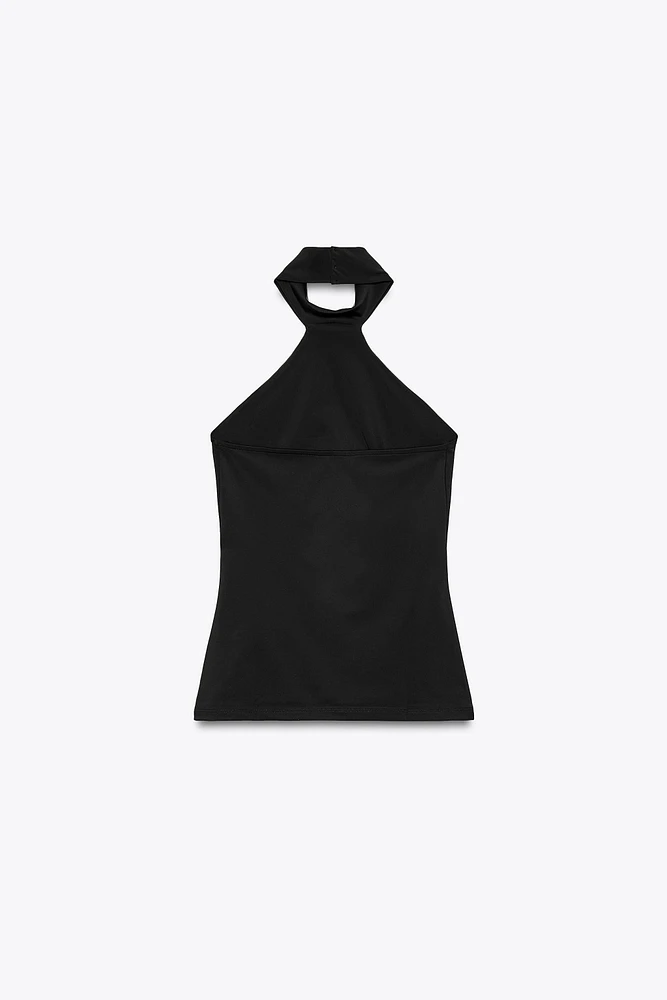 POLYAMIDE HALTER TOP