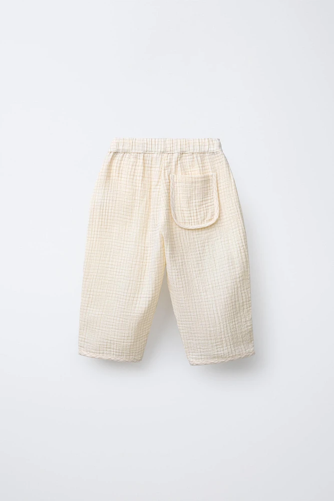 PANTALON BAGGY TEXTURÉ À CARREAUX