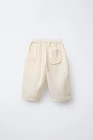 PLAID TEXTURED BAGGY PANTS