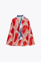 ZW COLLECTION PRINTED BOW SHIRT