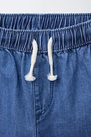 BERMUDA EN DENIM PALMIER BRODÉ