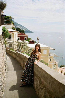 ROBE MI-LONGUE IMPRIMÉE BRODERIES AJOURÉES