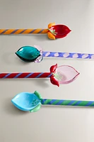 SET OF FLORAL GLASS DESSERT SPOONS (SET OF 4)