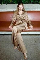 BELTED BLAZER WITH SHOULDER PADS