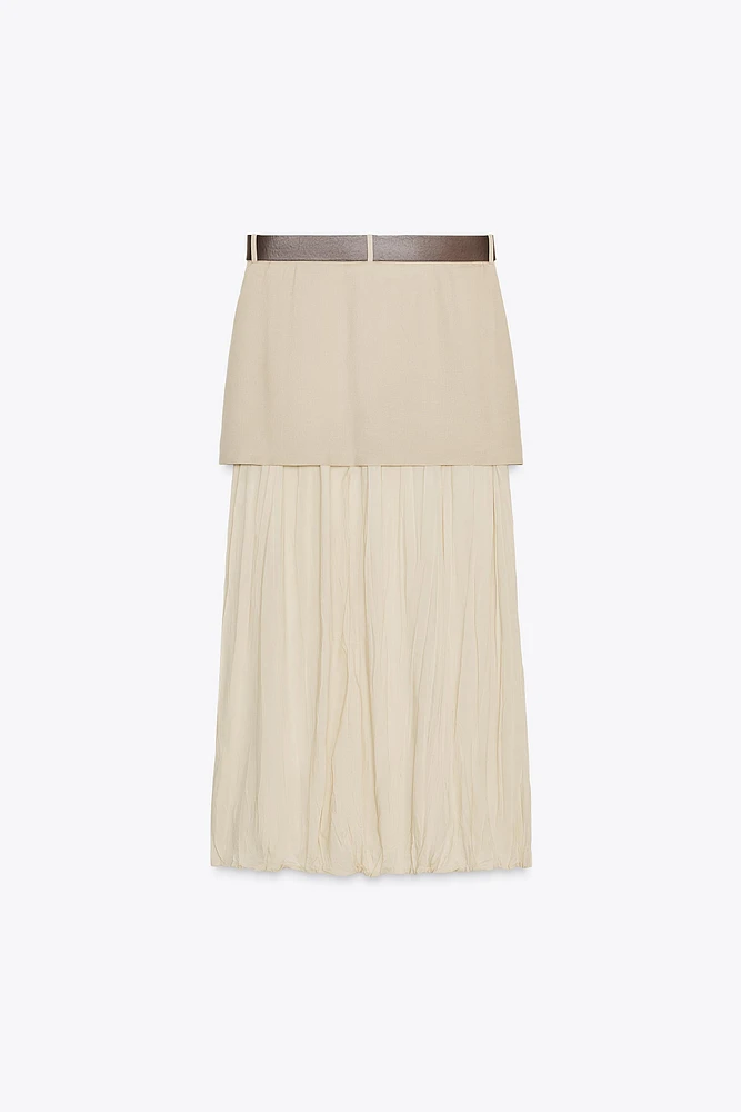 JUPE MIDI COMBINÉE CEINTURE