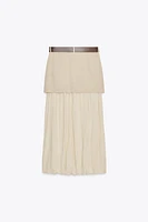 JUPE MIDI COMBINÉE CEINTURE