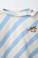 DIAGONAL STRIPE EMBROIDERED DOG T-SHIRT