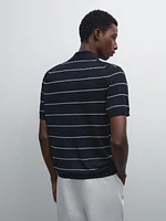 Polo à rayures en maille 100 % lin