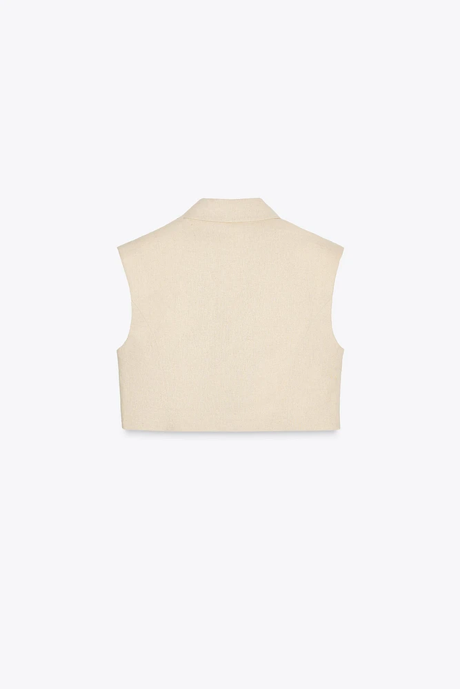 LINEN BLEND SHORT VEST