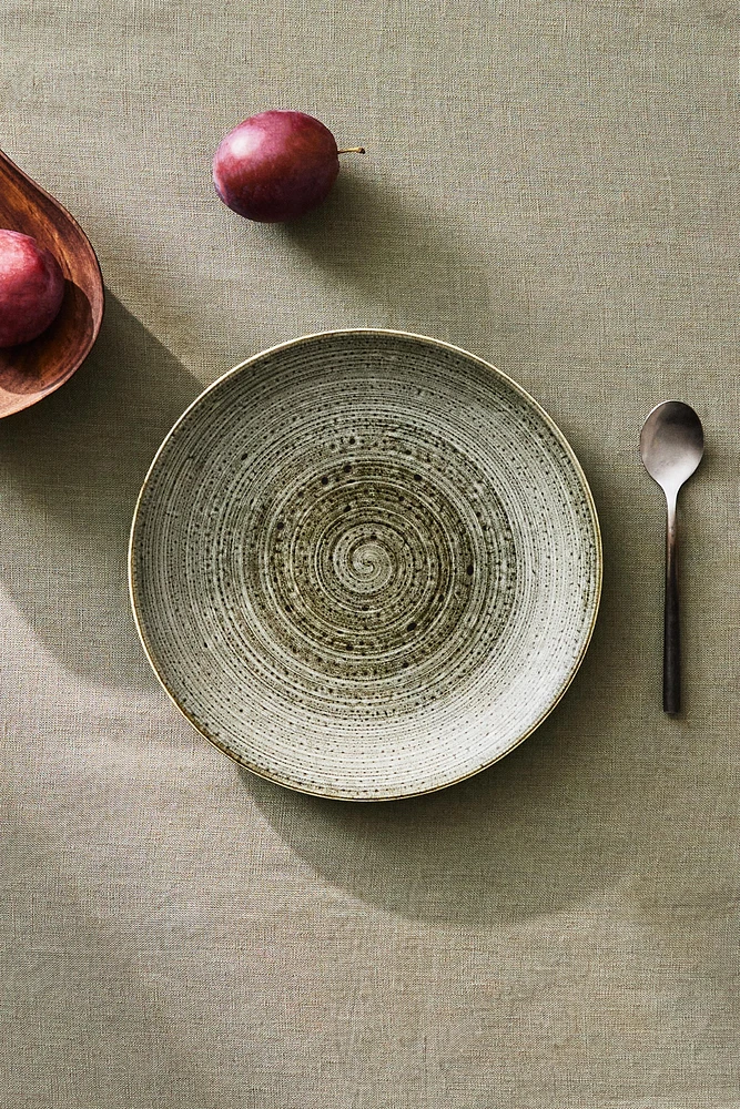 EARTHENWARE DESSERT PLATE WITH SPIRAL DESIGN