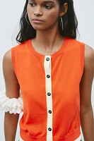 TOP GILET EN MAILLE COLOR BLOCK